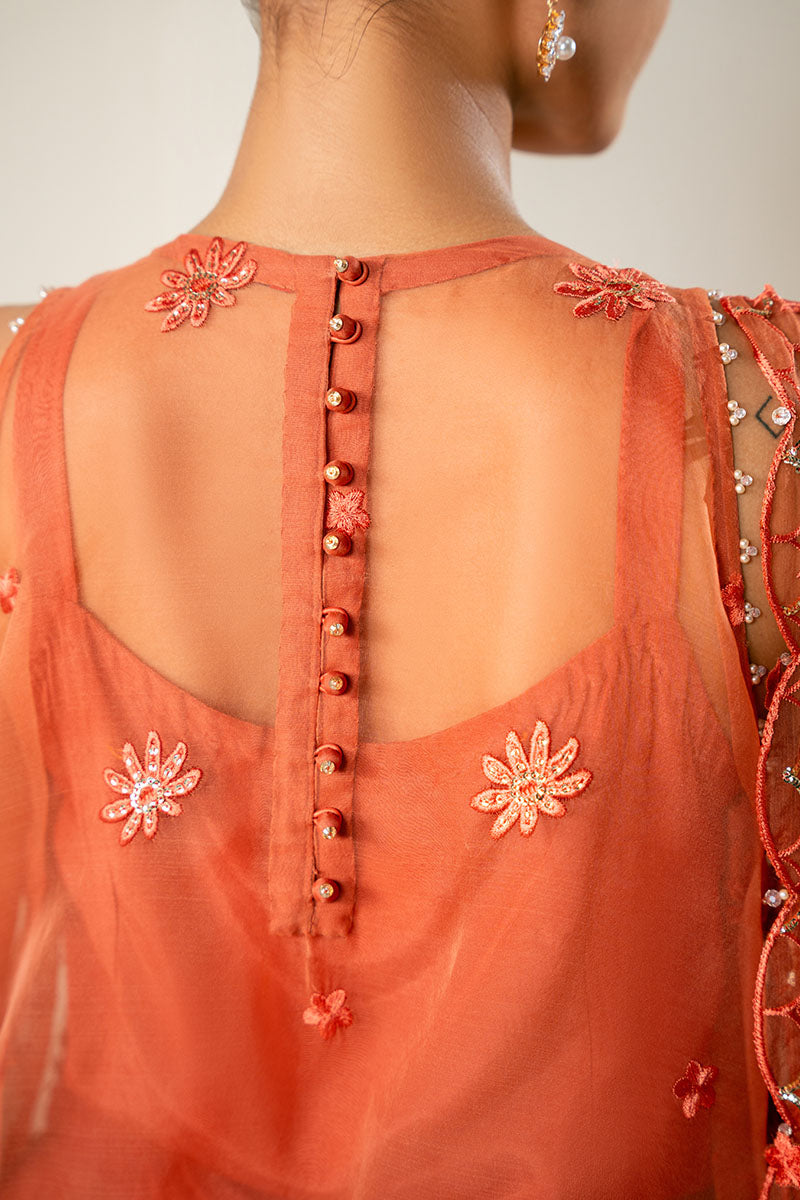 AUTUMN ZEST-4PC ORGANZA EMBROIDERED SUIT