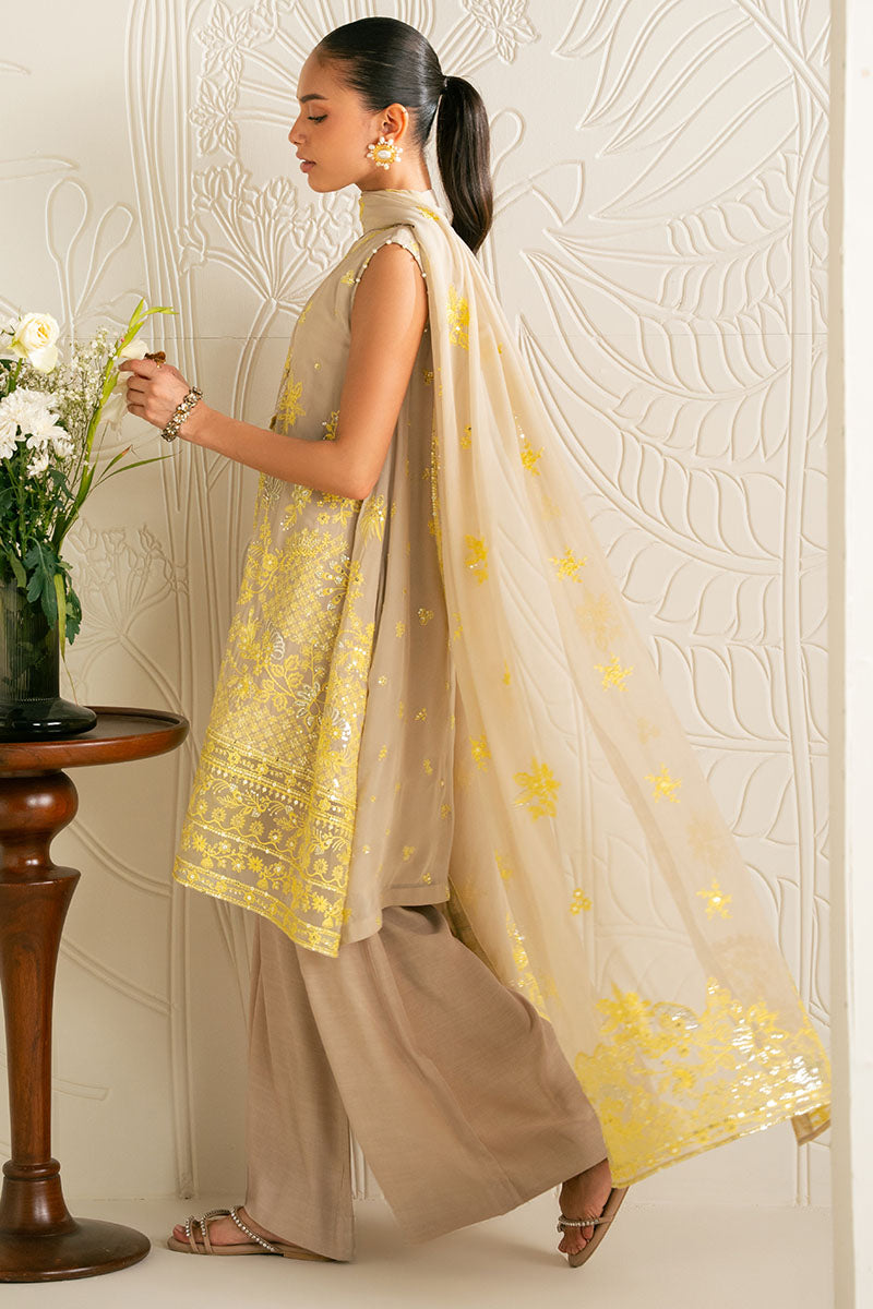 SAND BRONZE-4PC CHIFFON EMBROIDERED SUIT