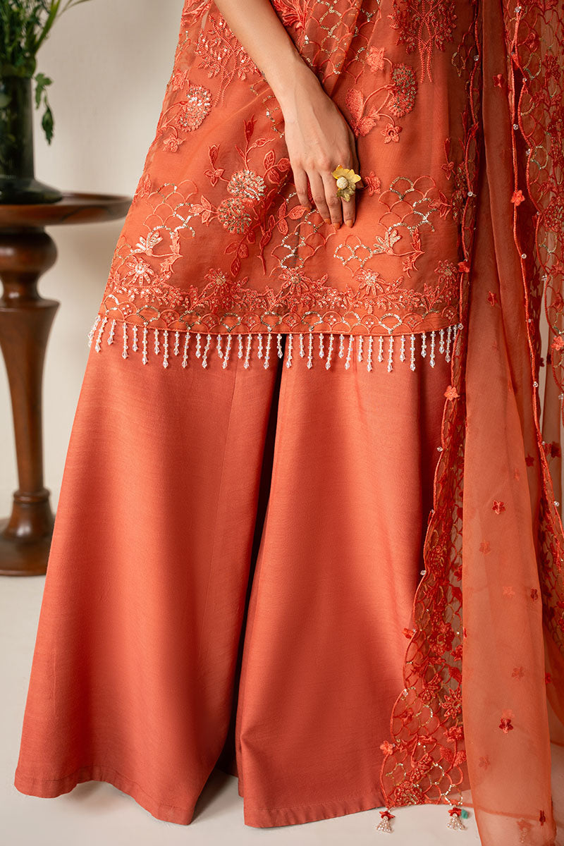 AUTUMN ZEST-4PC ORGANZA EMBROIDERED SUIT