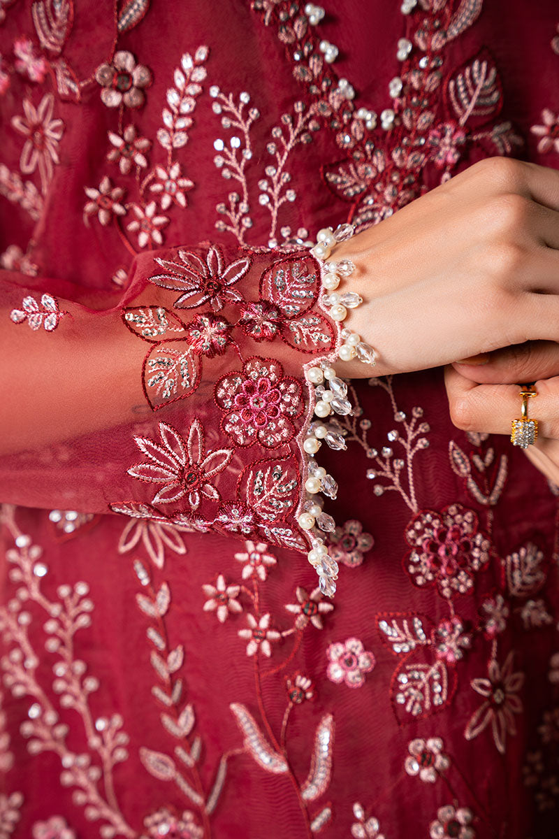 GARNET GLOW-4PC ORGANZA EMBROIDERED SUIT