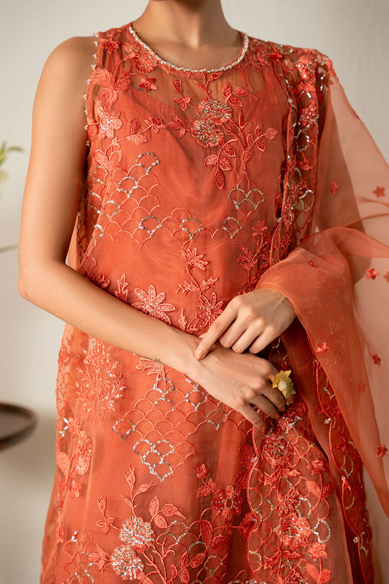 AUTUMN ZEST-4PC ORGANZA EMBROIDERED SUIT