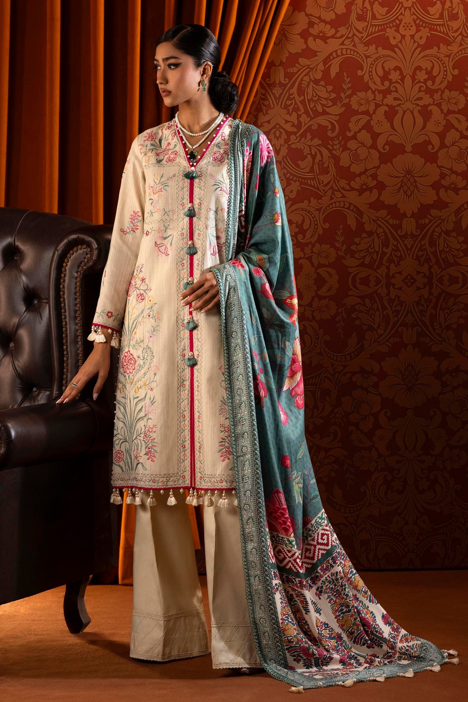 Unstitched Winter Slub 3 Piece Suit