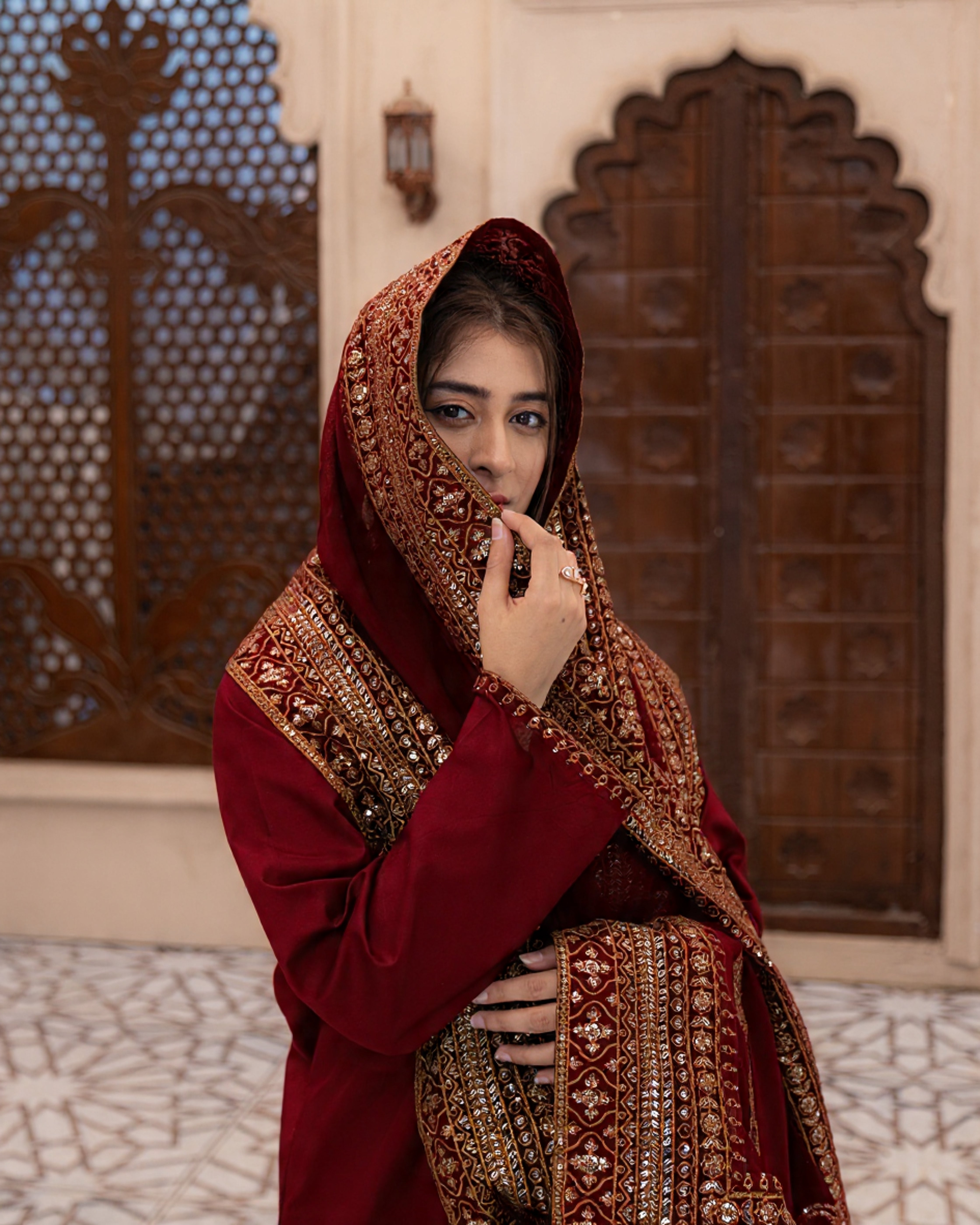 Mahroon Mystique – Luxury Embroidered Suit for Women