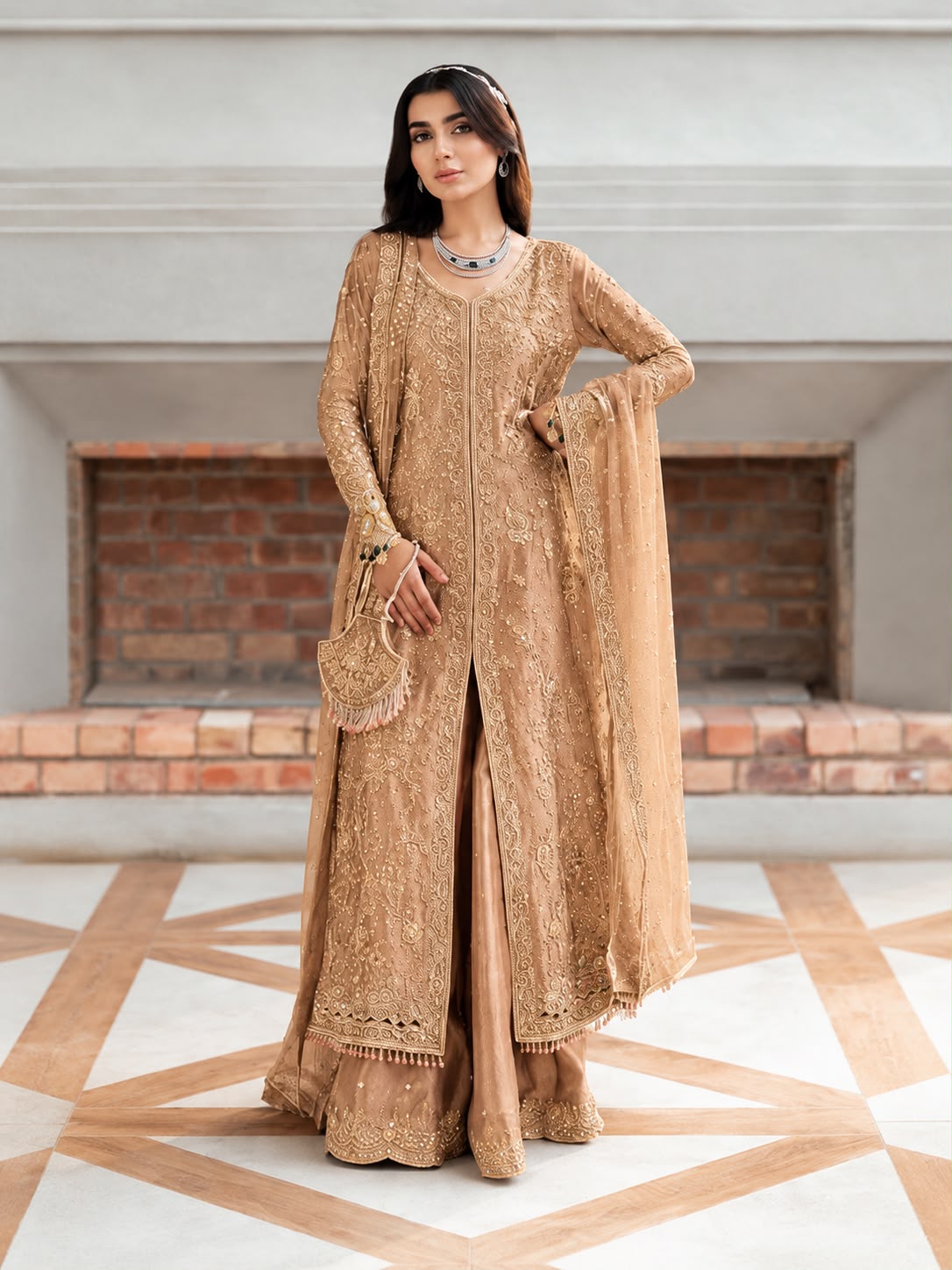 Sarah Sheeraz Sien Style – Caramel Beige Formal Dress
