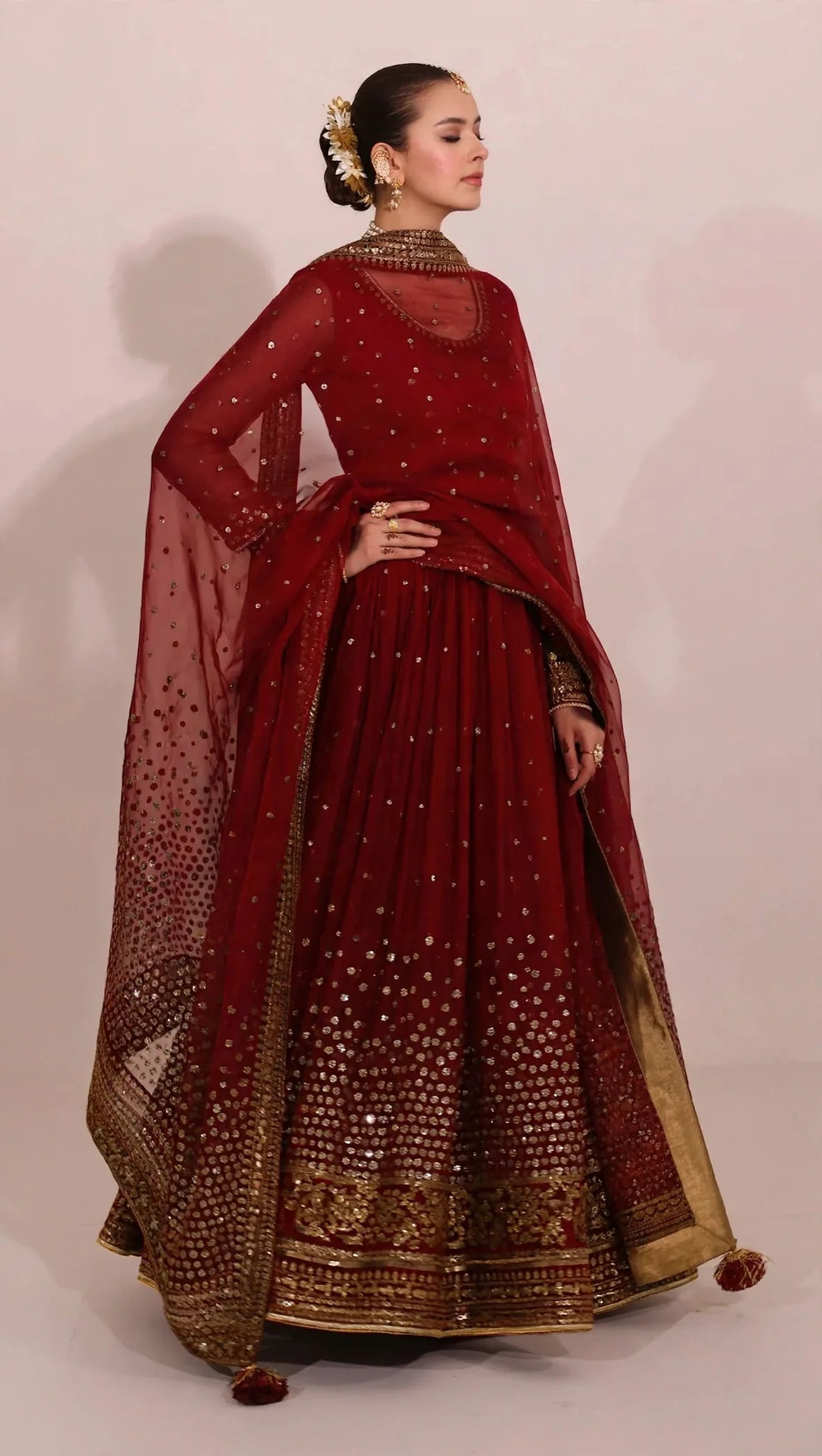 Jahan Ara Mahroon 3-Piece Suit