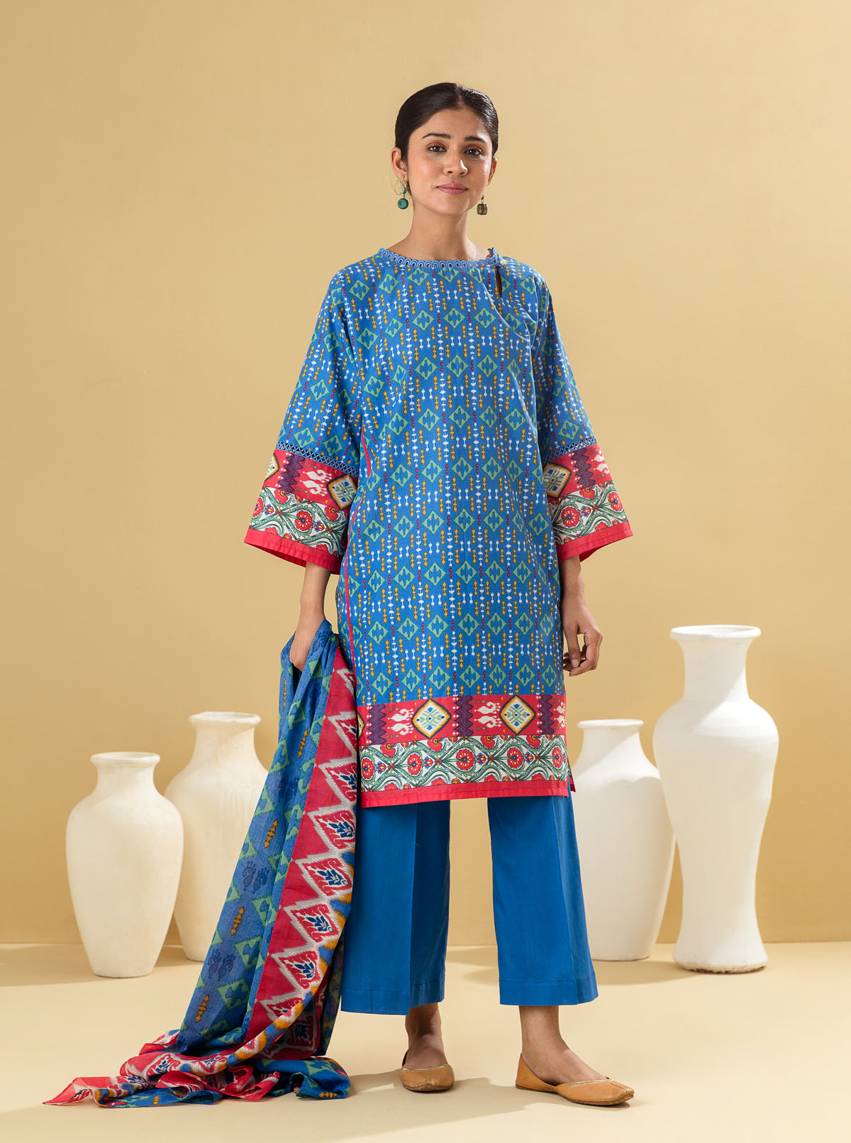 2 Piece - Printed Lawn Suit - Regale Blue