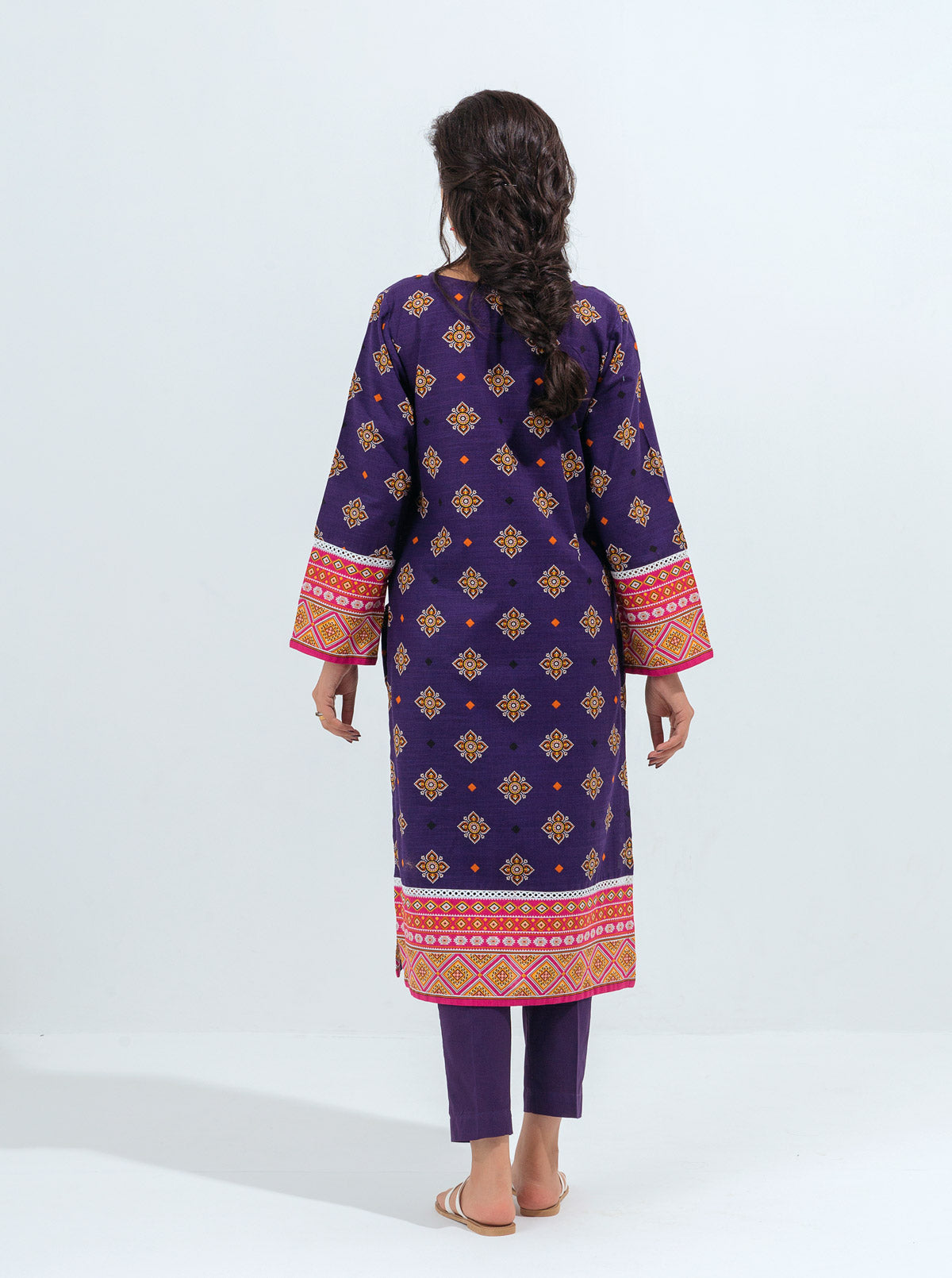 2 Piece - Printed Khaddar Suit - Violet Deco