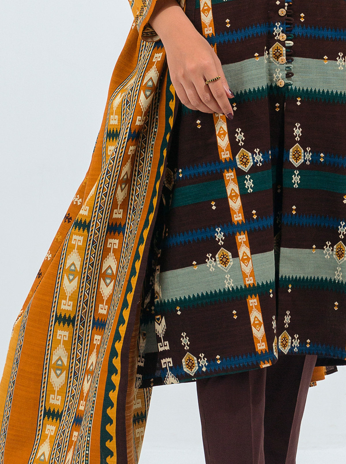 3 Piece - Printed Khaddar Suit - Alluring Charm
