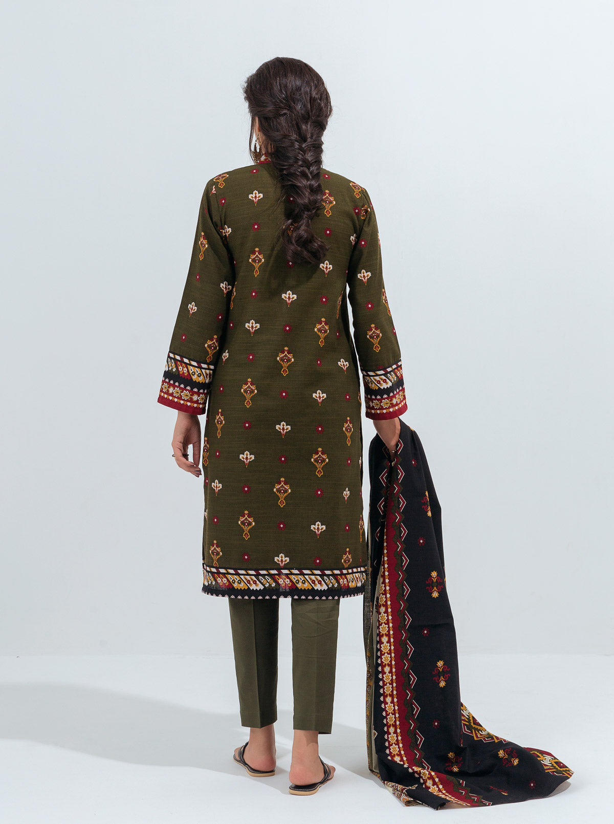 3 Piece - Printed Khaddar Suit - Jewel Tribe