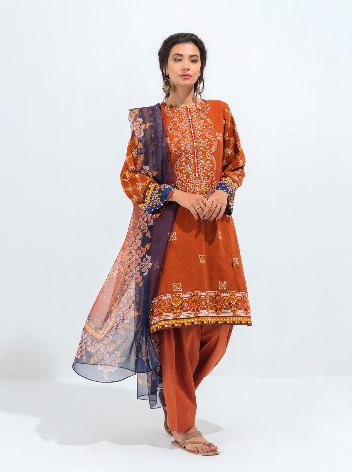 3 Piece - Printed Khaddar Suit - Gypsy Glow