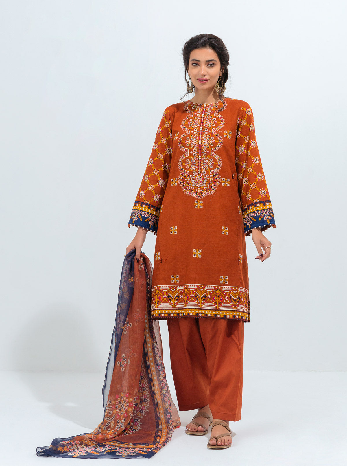 3 Piece - Printed Khaddar Suit - Gypsy Glow