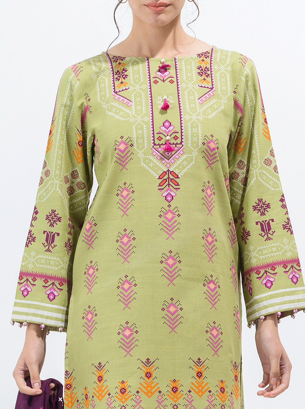 3 Piece - Printed Khaddar Suit - Opulent Opal