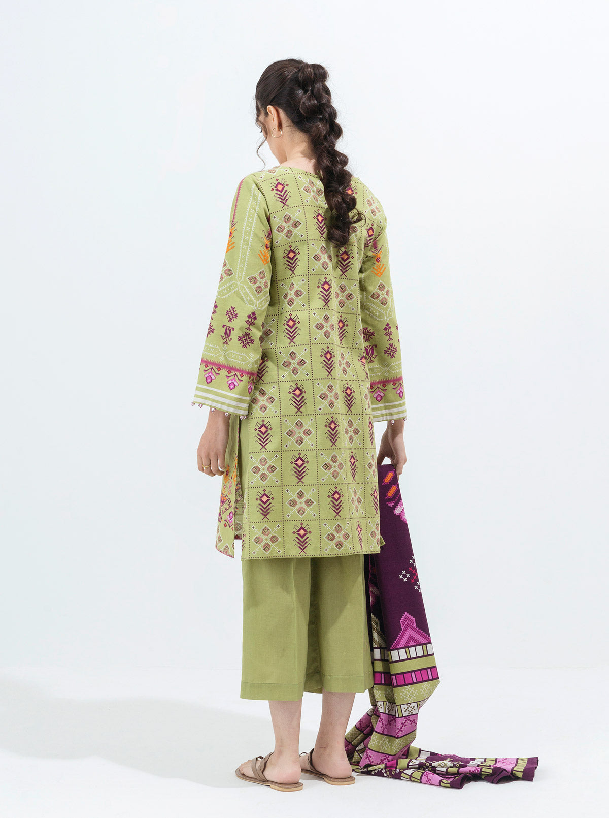 3 Piece - Printed Khaddar Suit - Opulent Opal