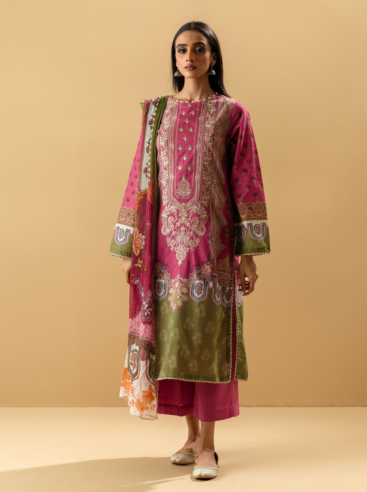 3 PIECE - EMBROIDERED LAWN SUIT - ETERNAL BLISSMB4S22U55-PINK-2000000204106-3PC