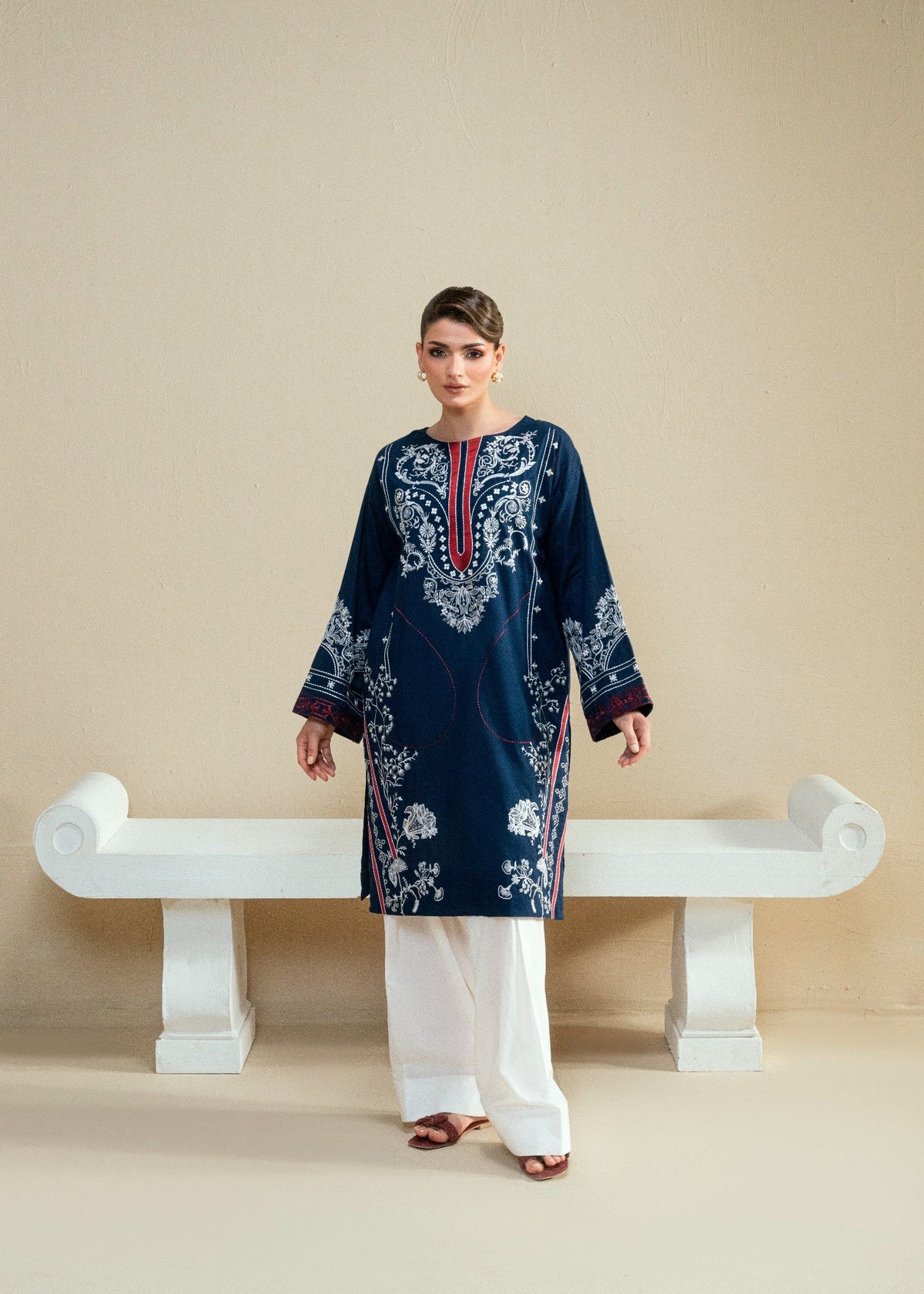 Cambric Kurta Set in Midnight blue