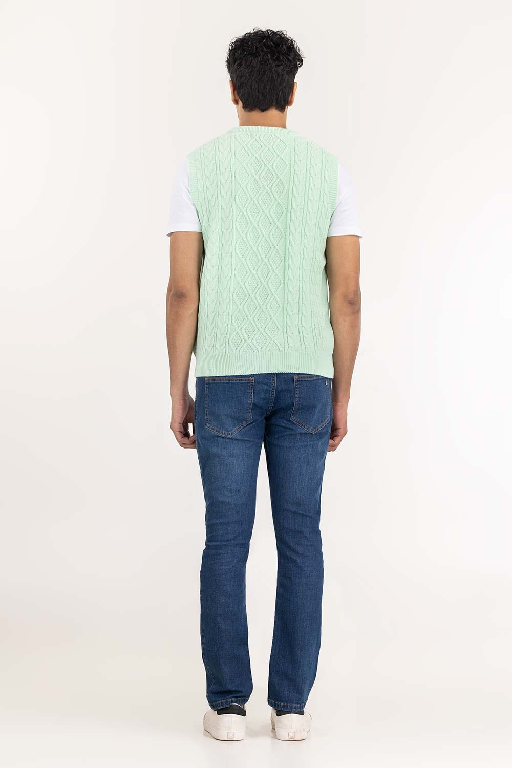 Mint Cabling SleeveLess Sweater