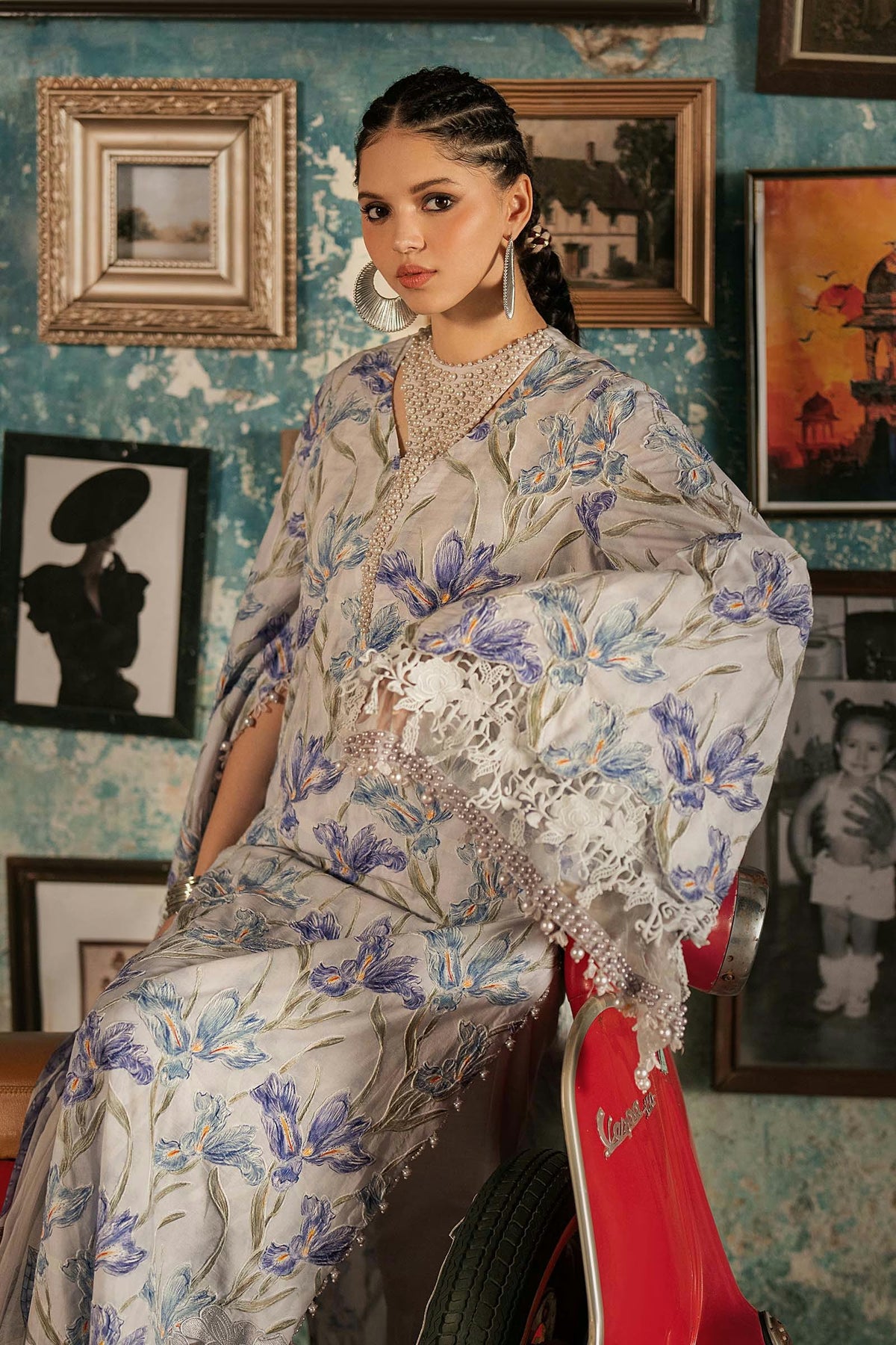 M Prints '26 - 3 Piece Unstitched Embroidered Cambric Suit | MPT-3104-A