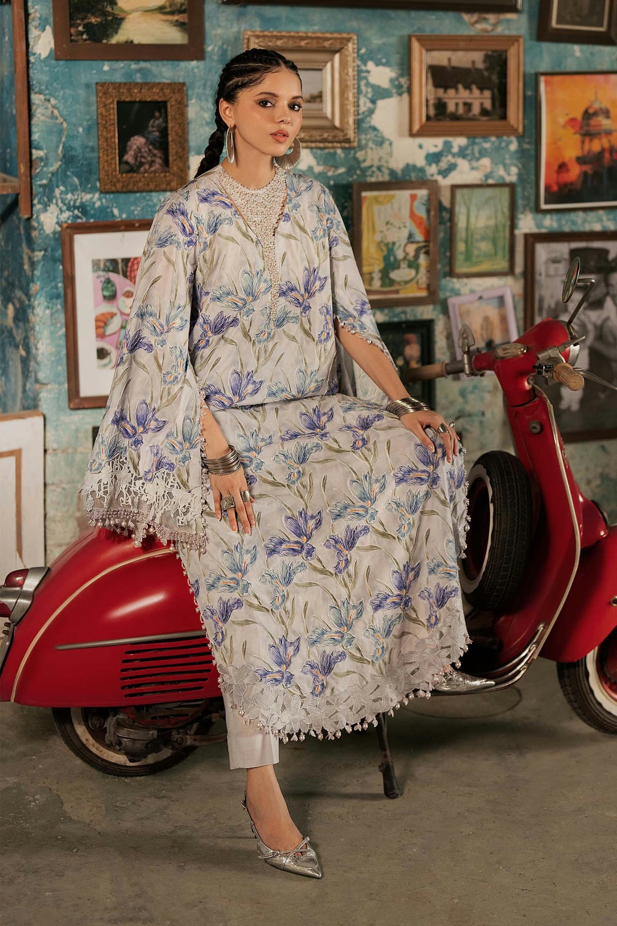M Prints '26 - 3 Piece Unstitched Embroidered Cambric Suit | MPT-3104-A