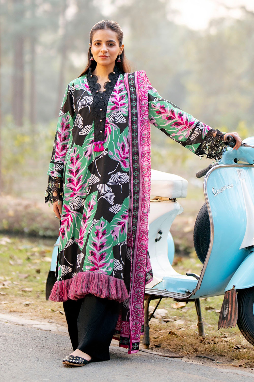 3 Piece Unstitched Jacquard Suit with Printed Lawn Dupatta