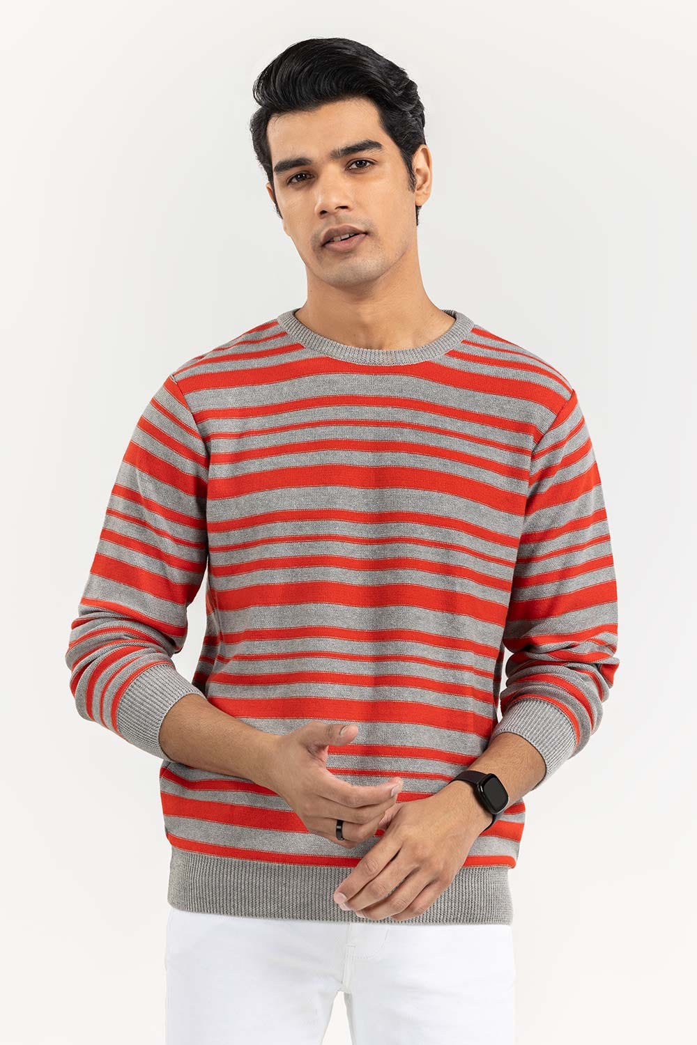 Multi Color Striped Crew Neck Sweater