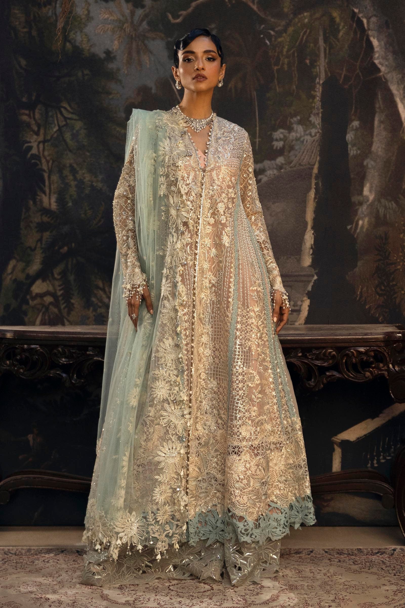 Unstitched Organza 3 Piece Suit