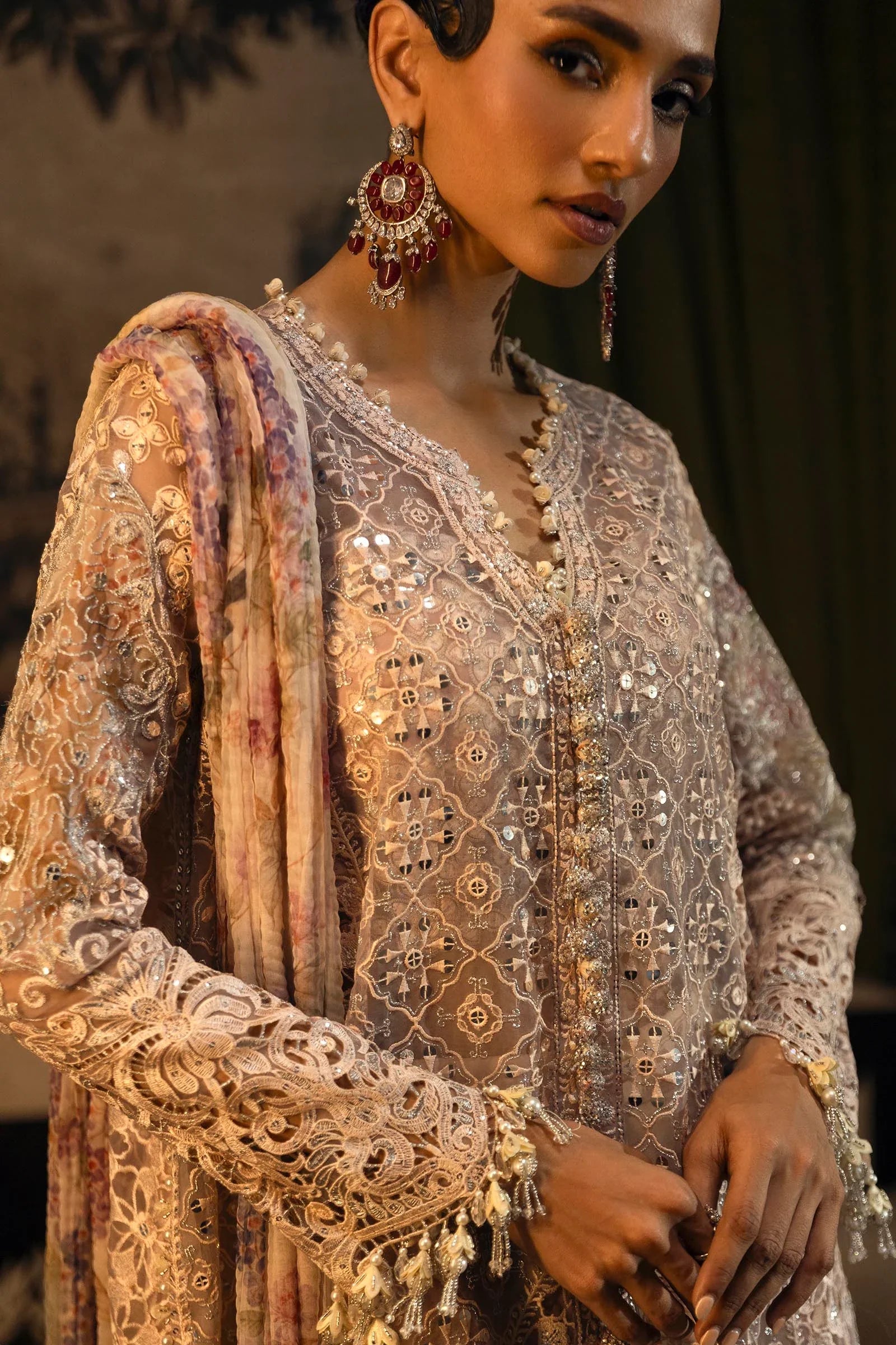 Unstitched Organza 3 Piece Suit