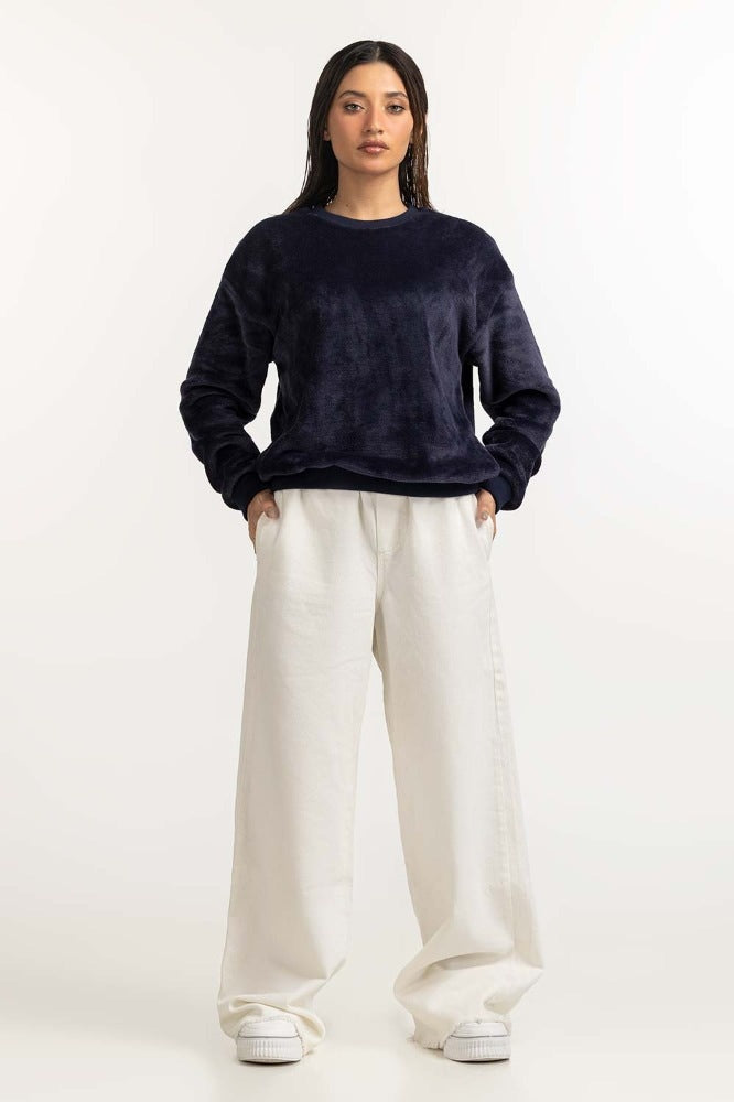 Navy Blue Basic Sweatshirt