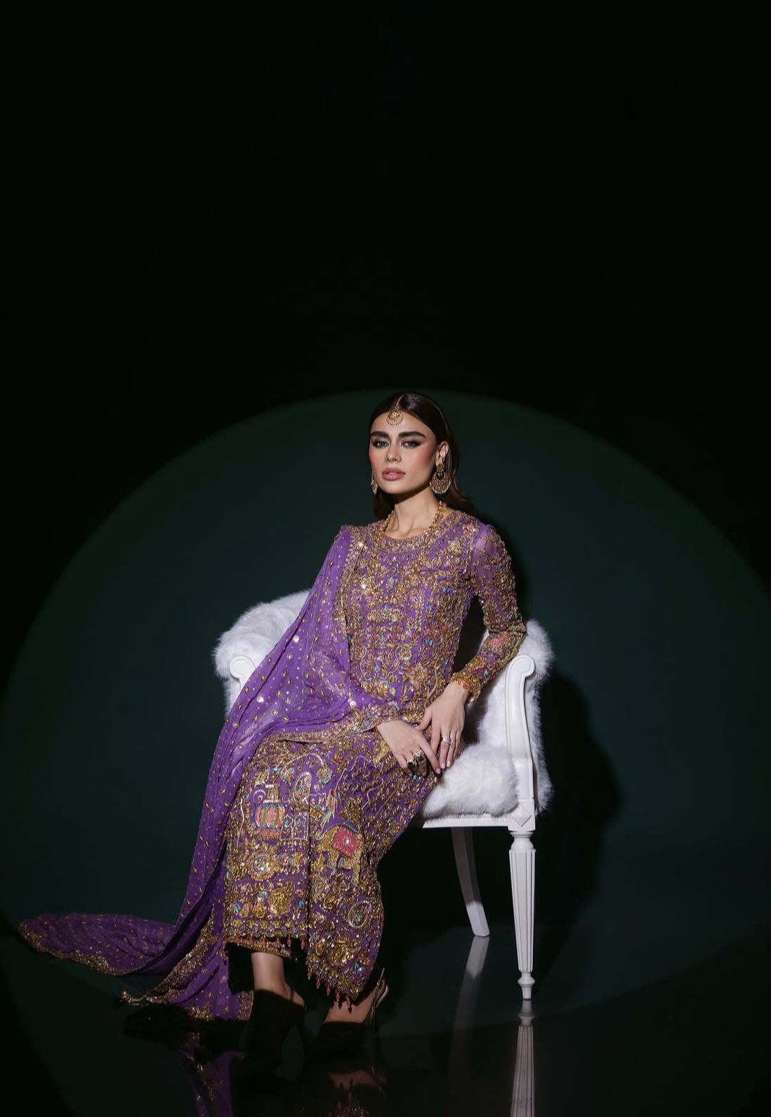 Nomi Ansari Style — Mairaz Purple 3 Piece Suit