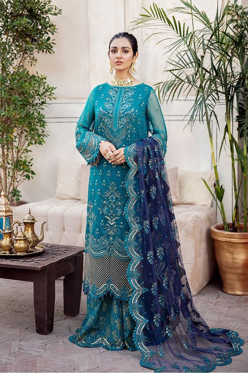 Imrozia Style — Mairaz Green Chiffon Kameez & Trouser