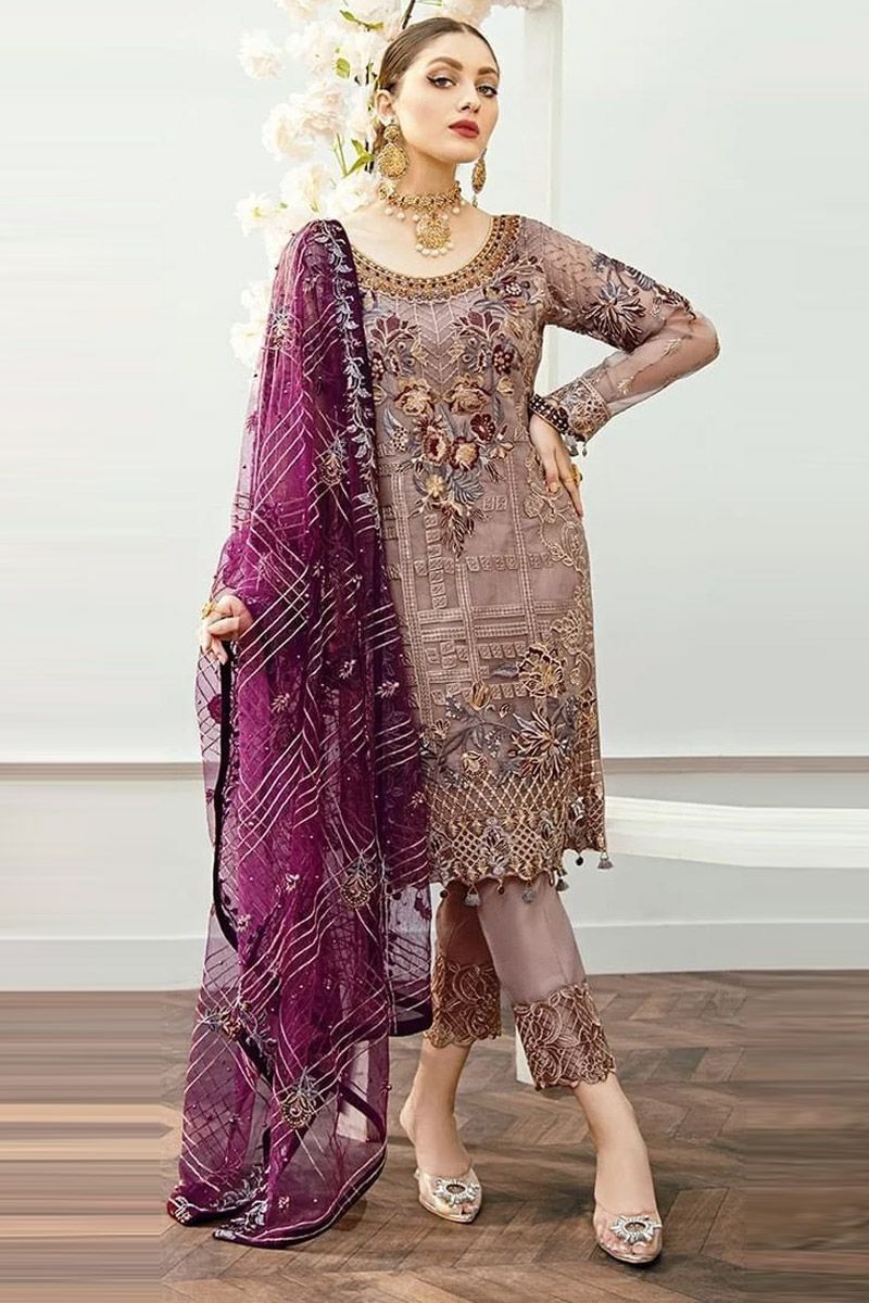 Ramsha Style — Mairaz Beige Chiffon Suit
