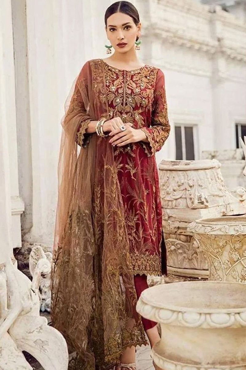 Mairaz Maroon Salwar Kameez
