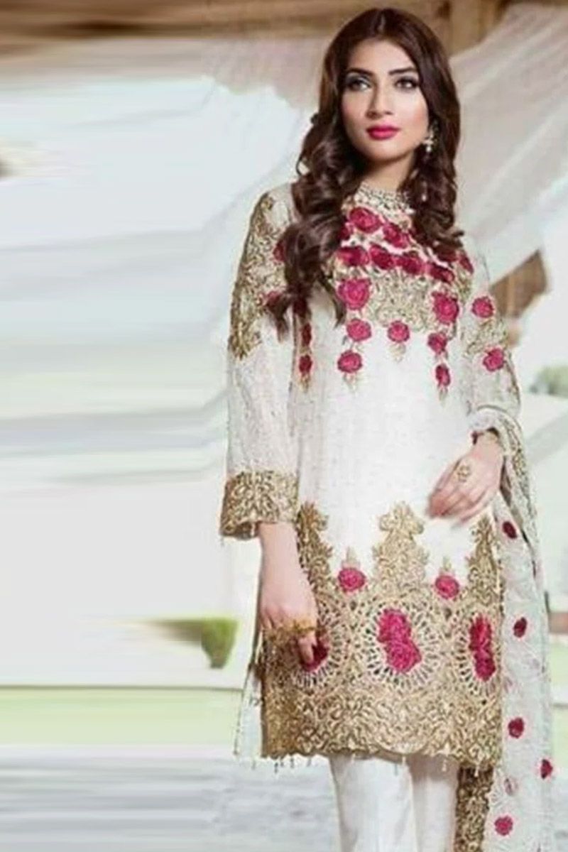 Maria B Style — Mairaz White Salwar Kameez
