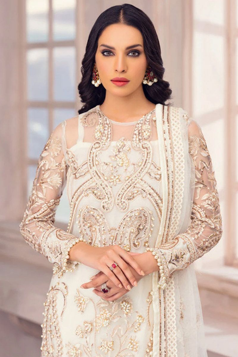 Mairaz White Salwar Kameez
