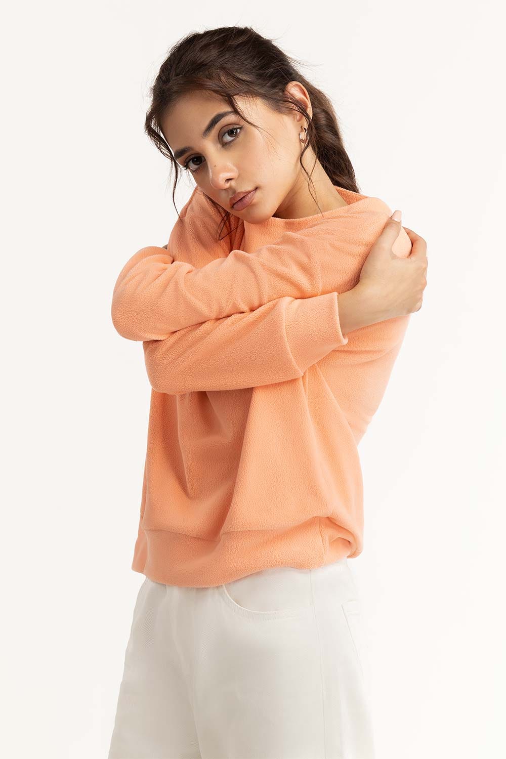 Peach Embroidered Sweatshirt