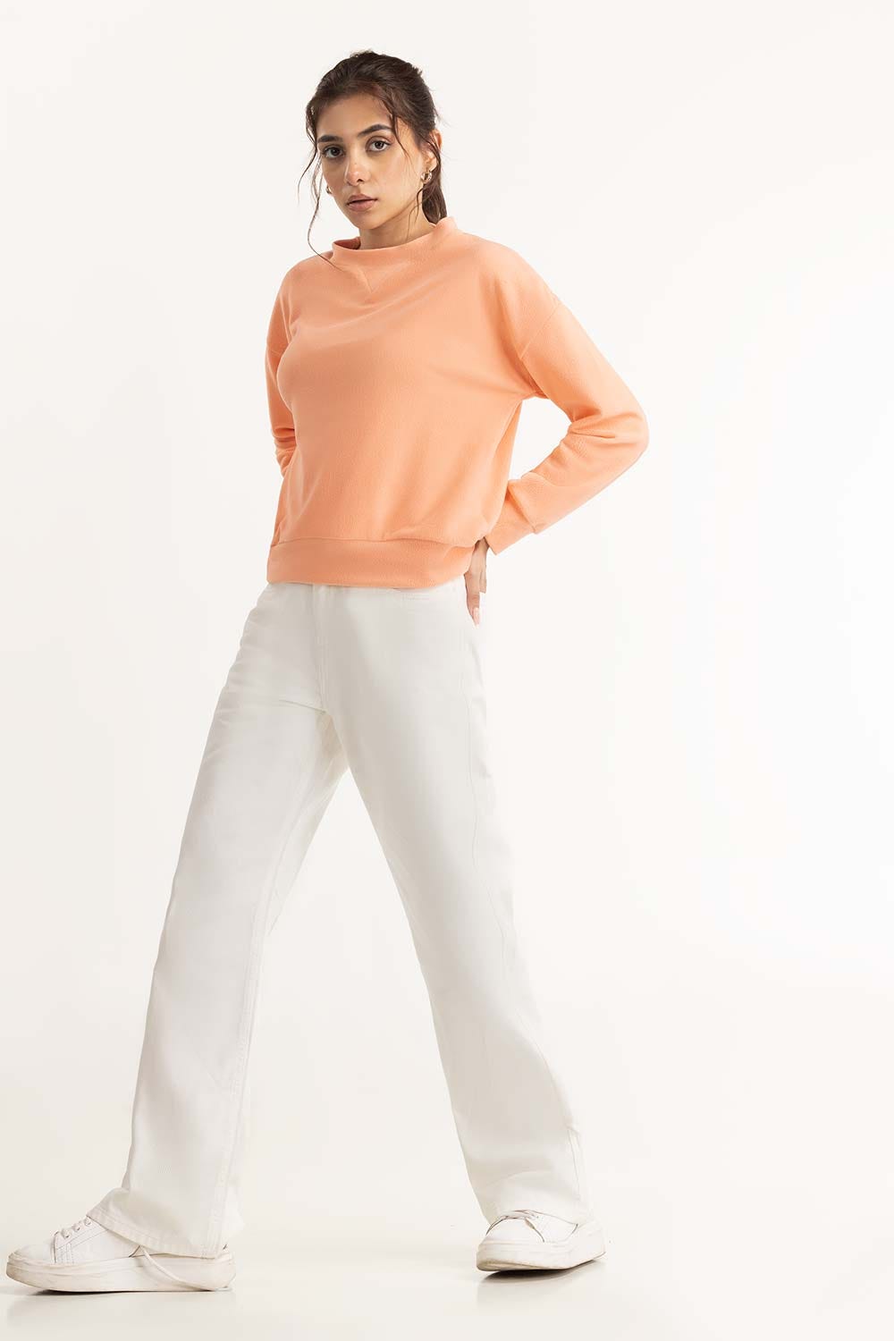 Peach Embroidered Sweatshirt