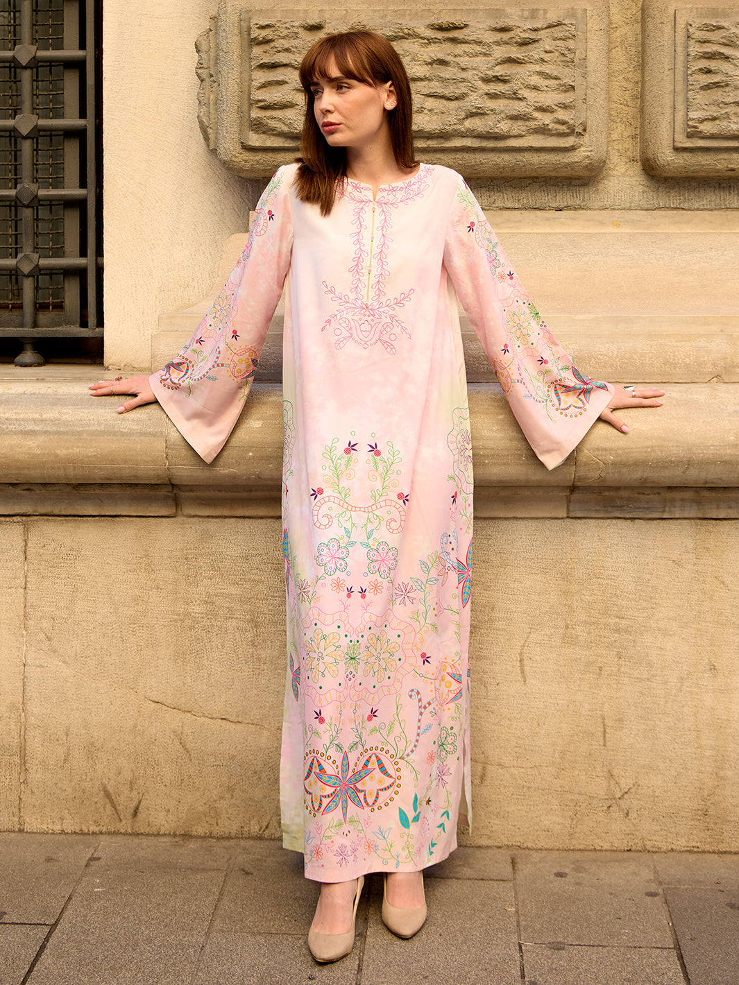 Lelyse - Printed+Embroidered Kaftan
