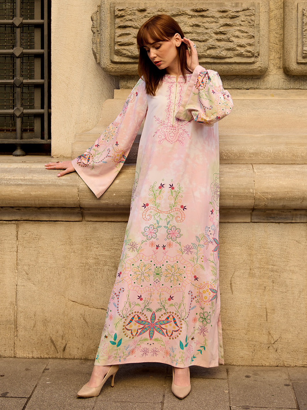 Lelyse - Printed+Embroidered Kaftan