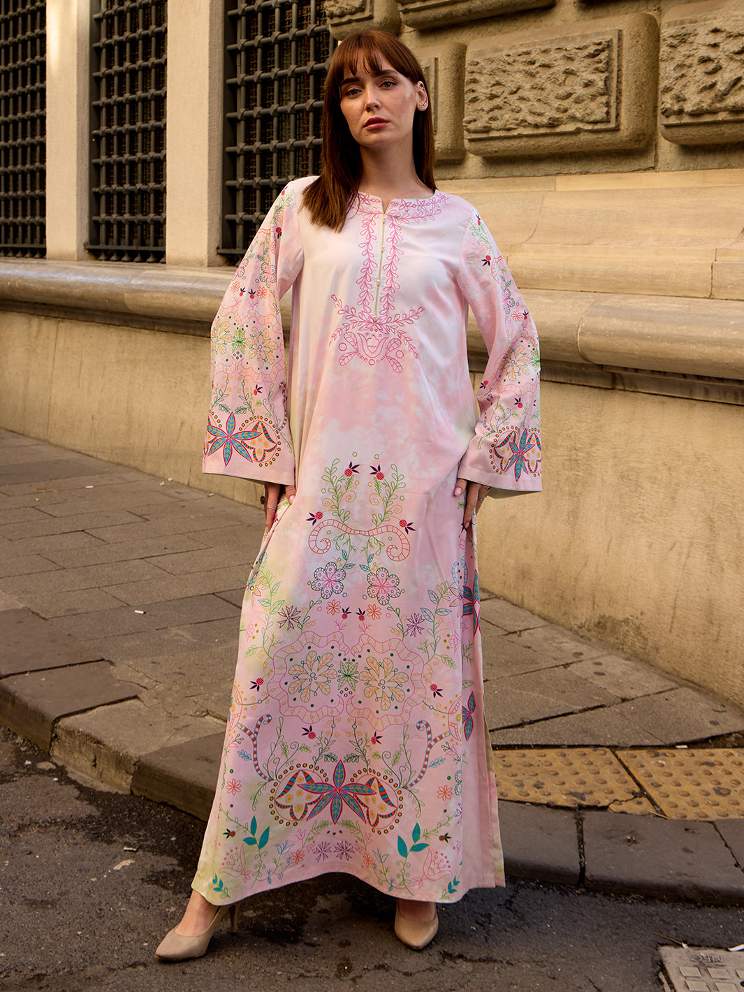 Lelyse - Printed+Embroidered Kaftan