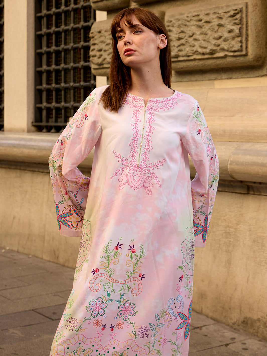 Lelyse - Printed+Embroidered Kaftan