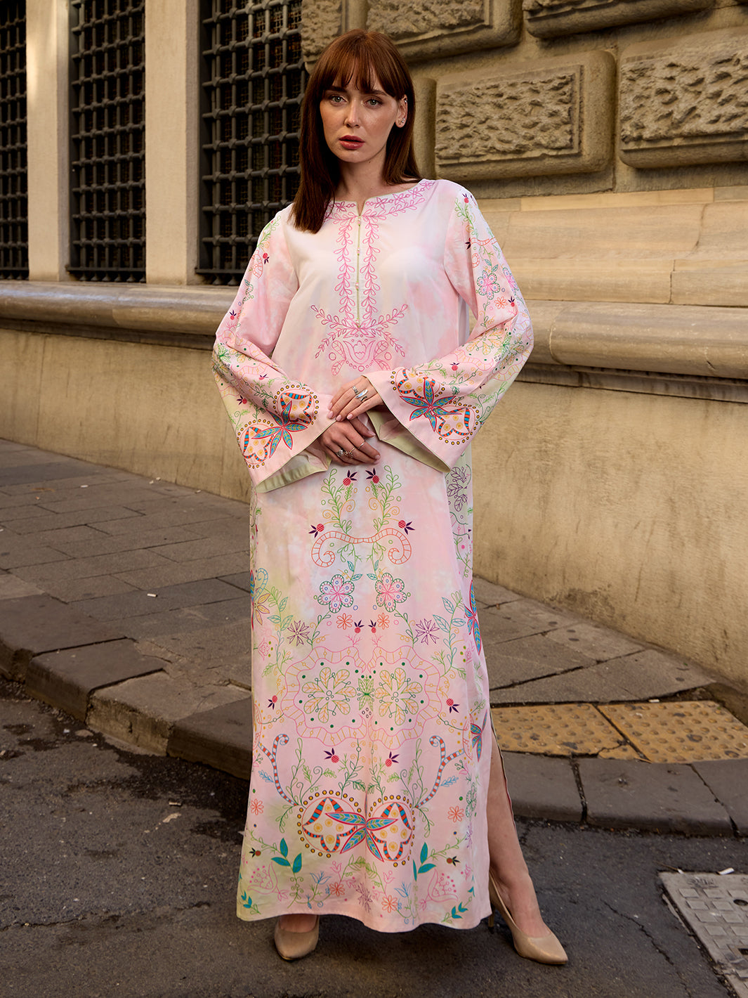 Lelyse - Printed+Embroidered Kaftan
