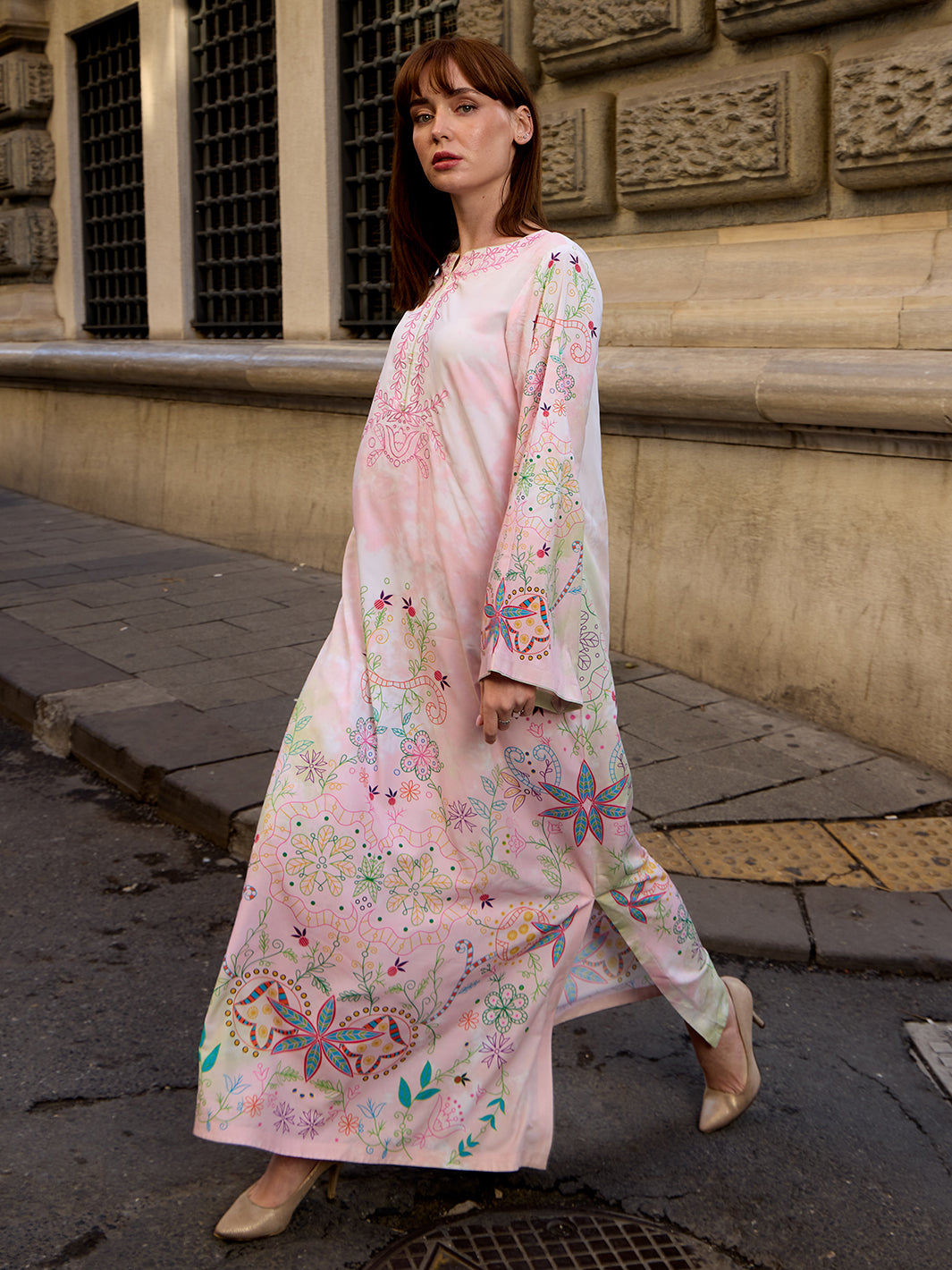 Lelyse - Printed+Embroidered Kaftan