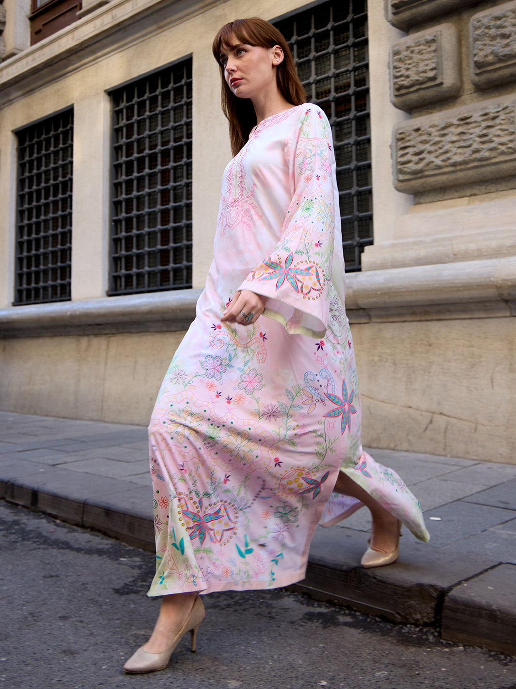 Lelyse - Printed+Embroidered Kaftan