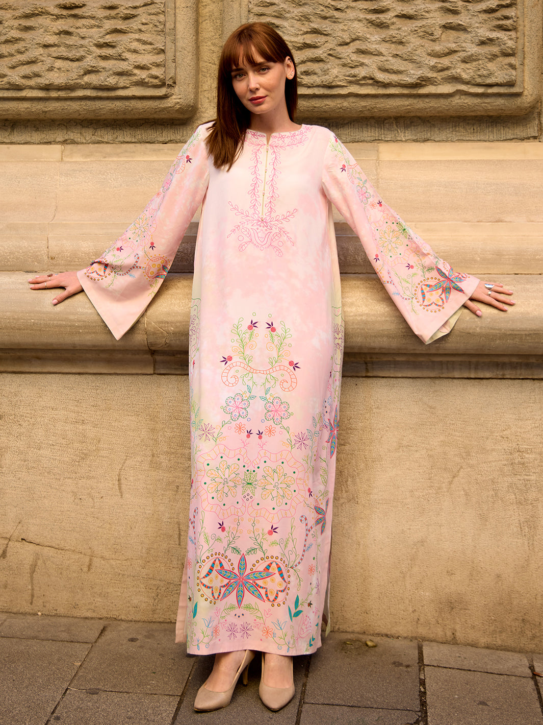 Lelyse - Printed+Embroidered Kaftan