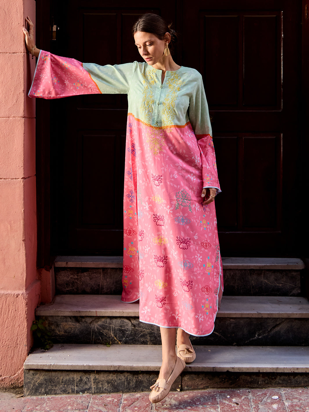 Ovelle - Printed +Embroidered Kaftan
