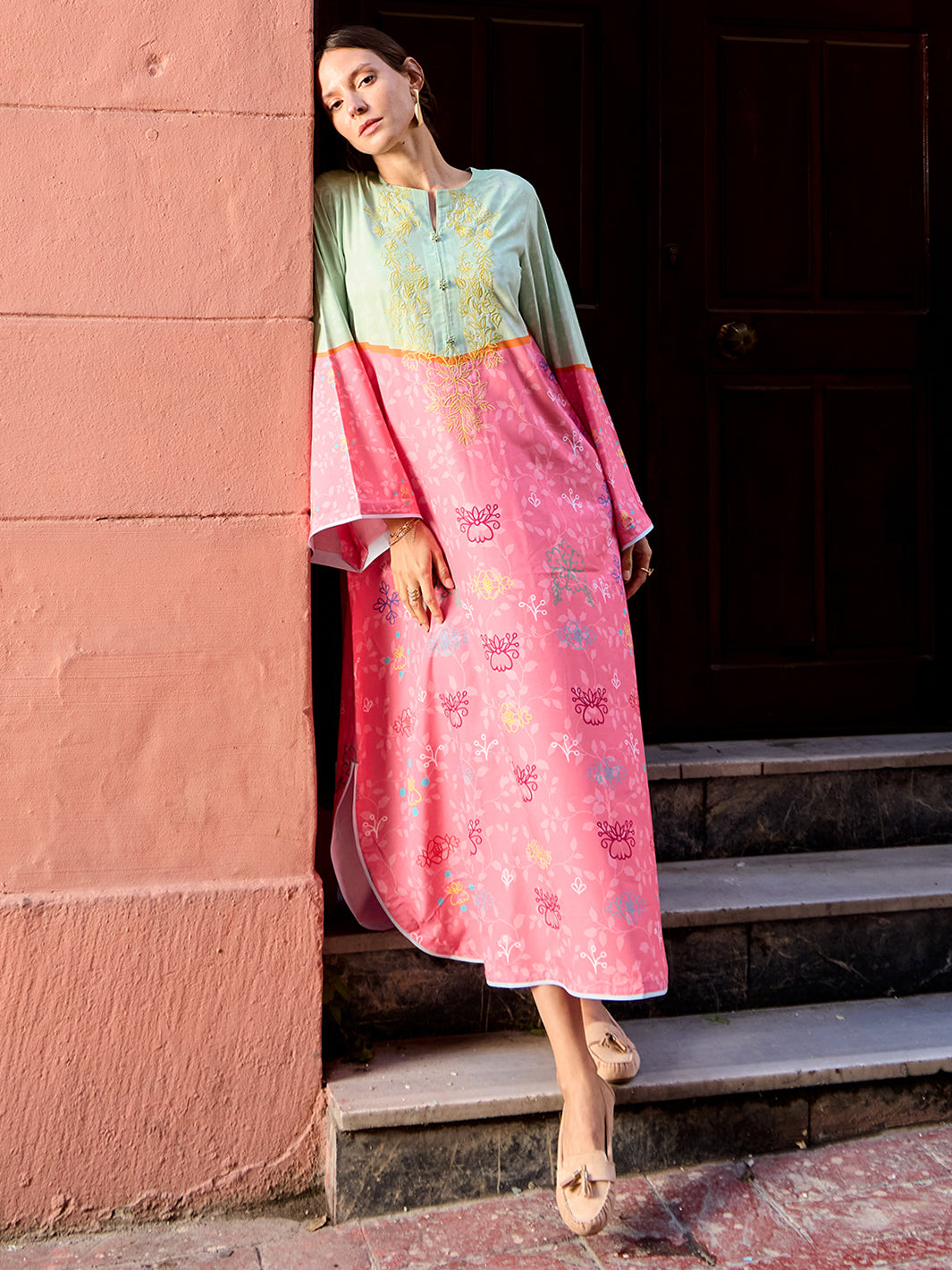 Ovelle - Printed +Embroidered Kaftan