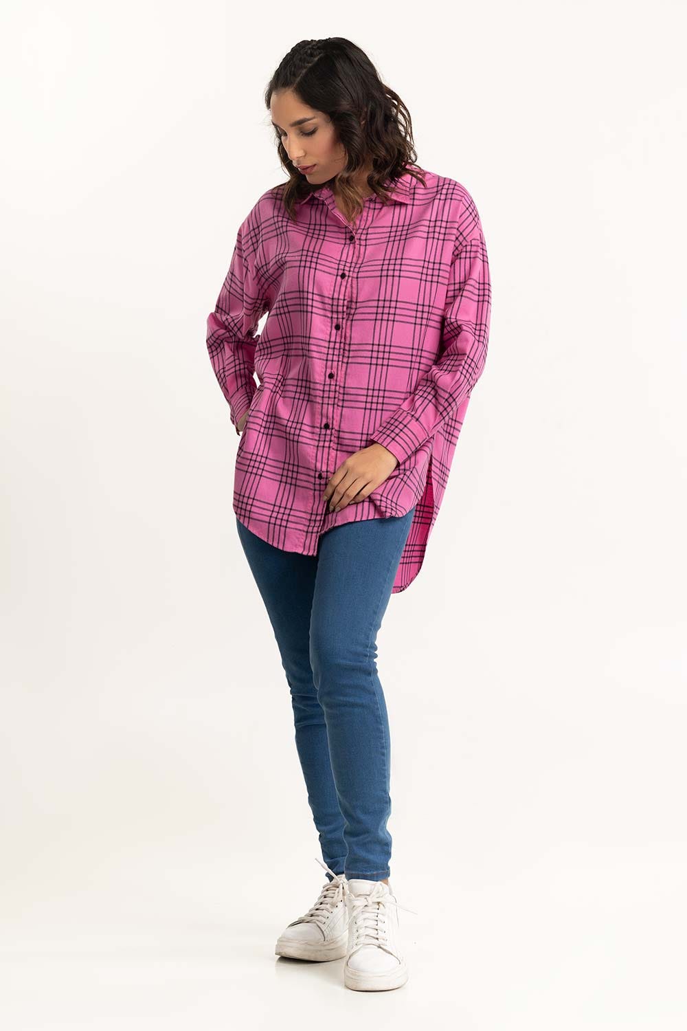 Pink And Black Casual Shirt