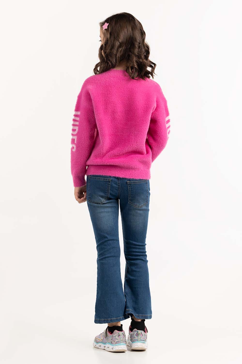 Junior Girl Pink Sweater With Round Neck