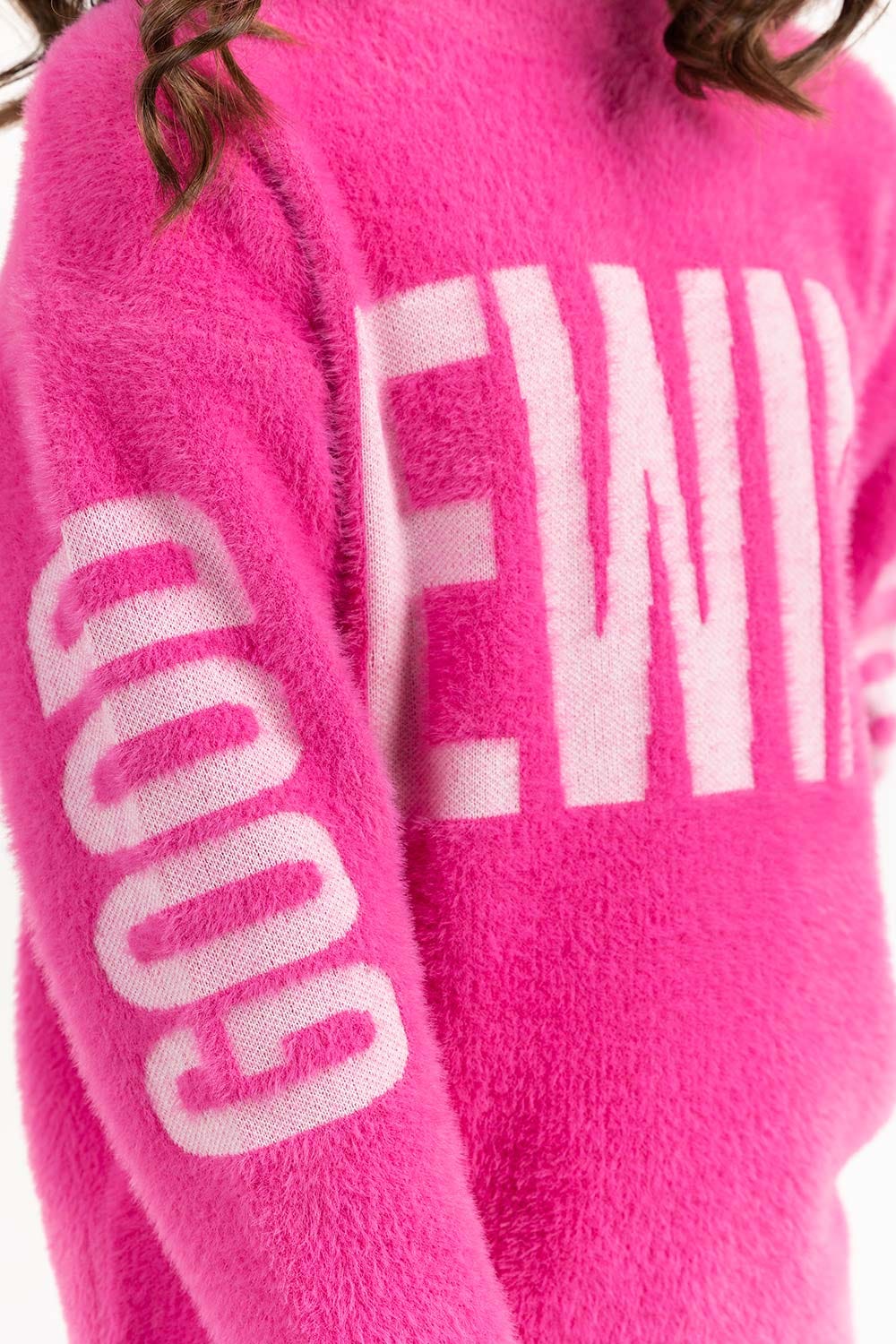 Junior Girl Pink Sweater With Round Neck
