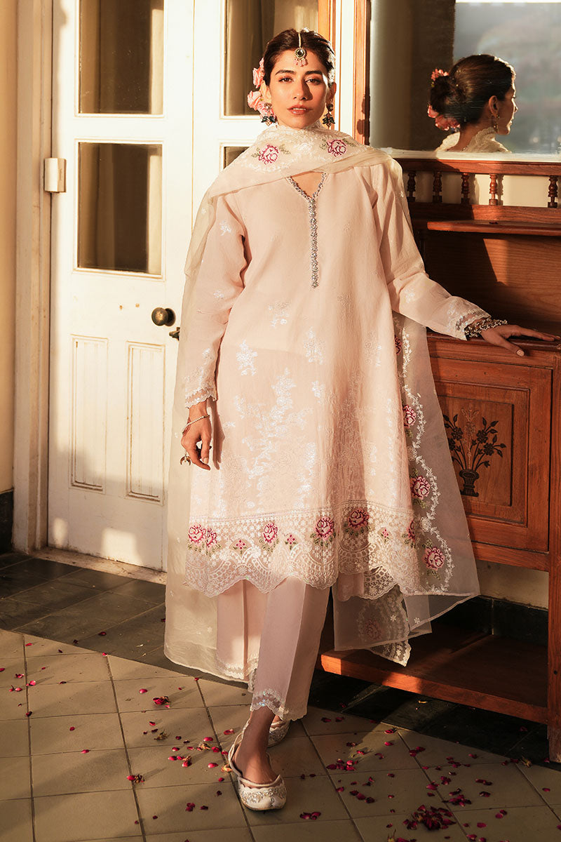 PALE PINK-3 PC EMBROIDERED JACQUARD SUIT