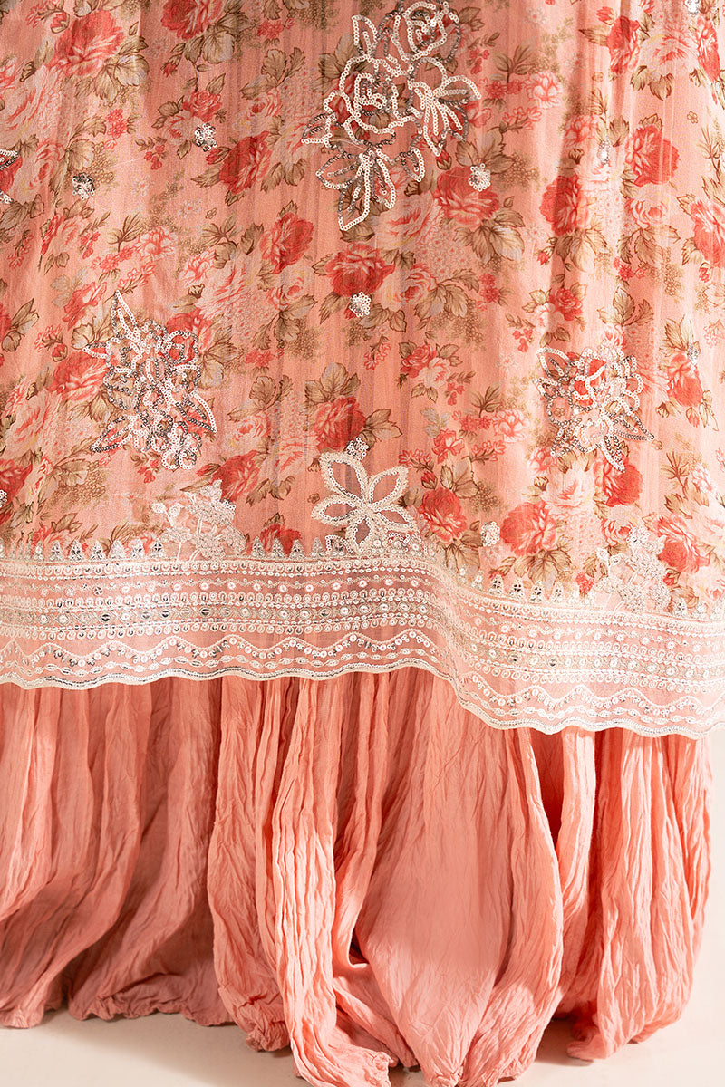 CORAL PUNCH-4PC ORGANZA EMBROIDERED SUIT